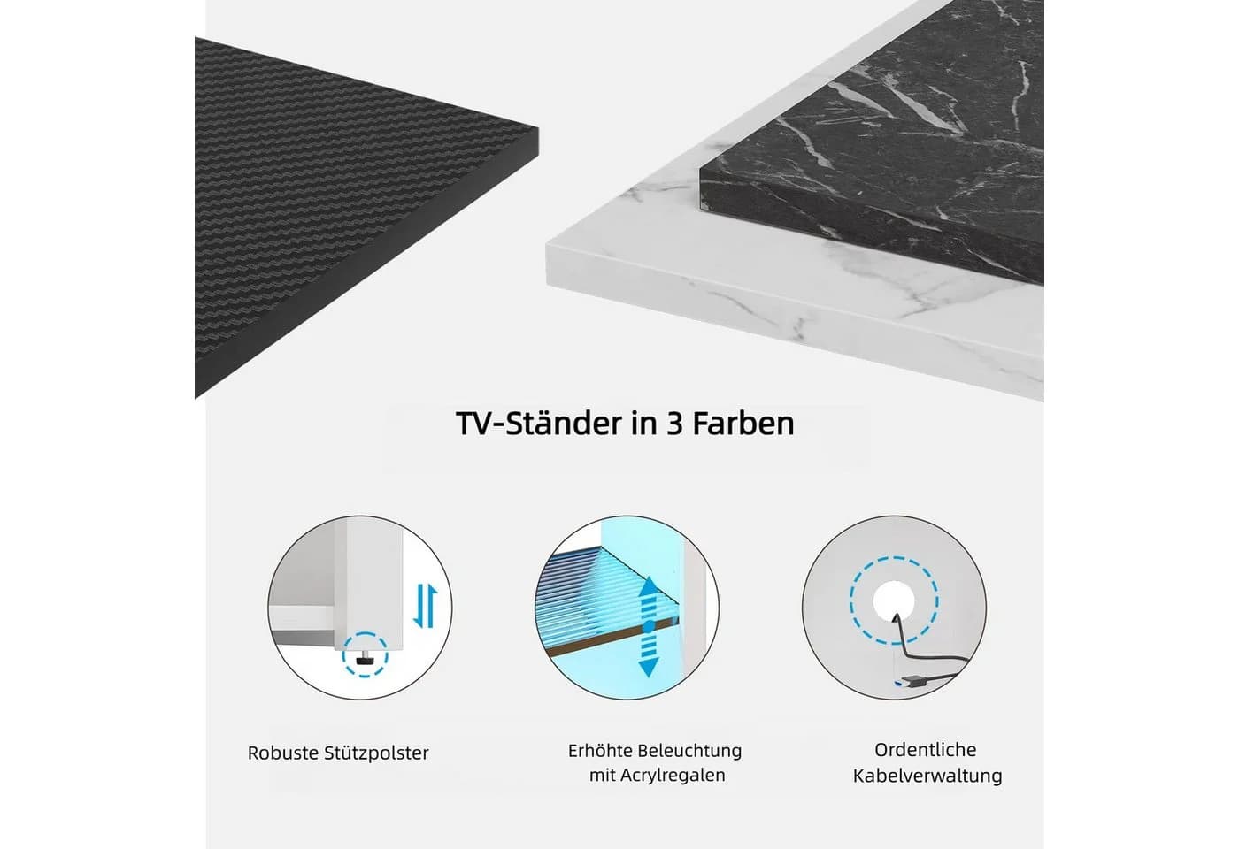Bestier Lowboard TV-Schrank Weiß/Schwarz LED-Beleuchtung - Bild 4