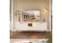 Bestier TV-Schrank Lowboard 65 Zoll Gold Glanz Wellenmuster Bild 1