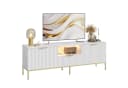 Bestier TV-Schrank Lowboard 65 Zoll Gold Glanz Wellenmuster Bild 2