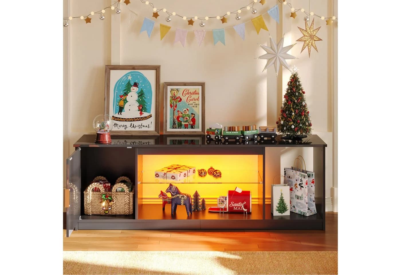 Bestier TV-Schrank Lowboard für 65 Zoll & kleinere TVs, RGB-LED-Beleuchtung - Bild 3