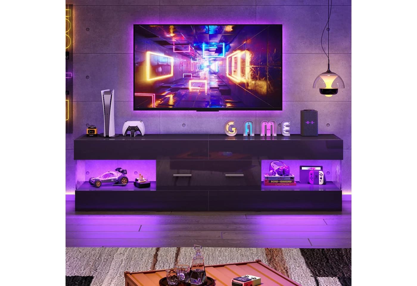 Bestier TV-Schrank Hochglänzender TV-Ständer mit LED-Beleuchtung - Bild 5