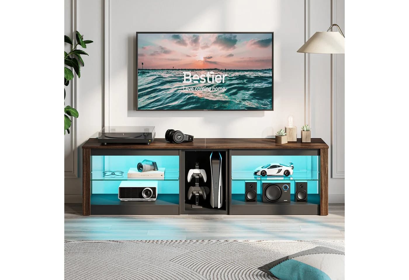 Bestier Lowboard TV-Schrank 160cm RGB-LED