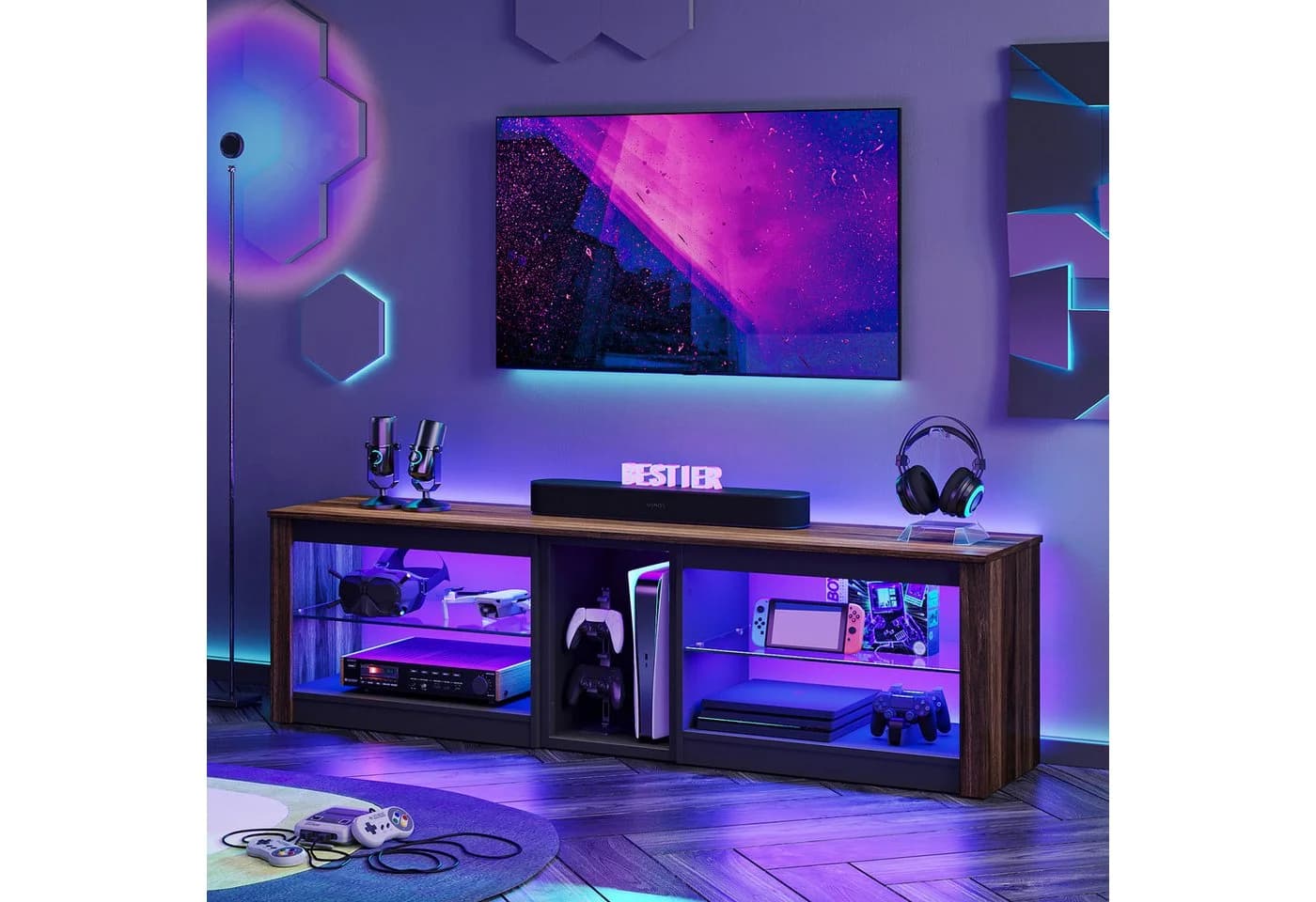 Bestier Lowboard TV-Schrank 160cm RGB-LED - Bild 4