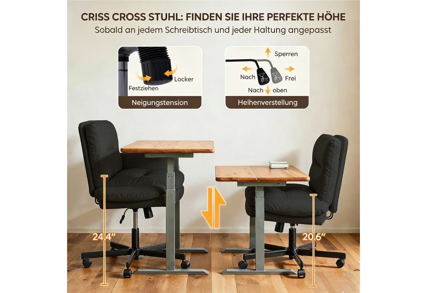 Bestier Ergonomischer Bürostuhl Schwarz mit verstellbarer Rückenlehne - Bild 5