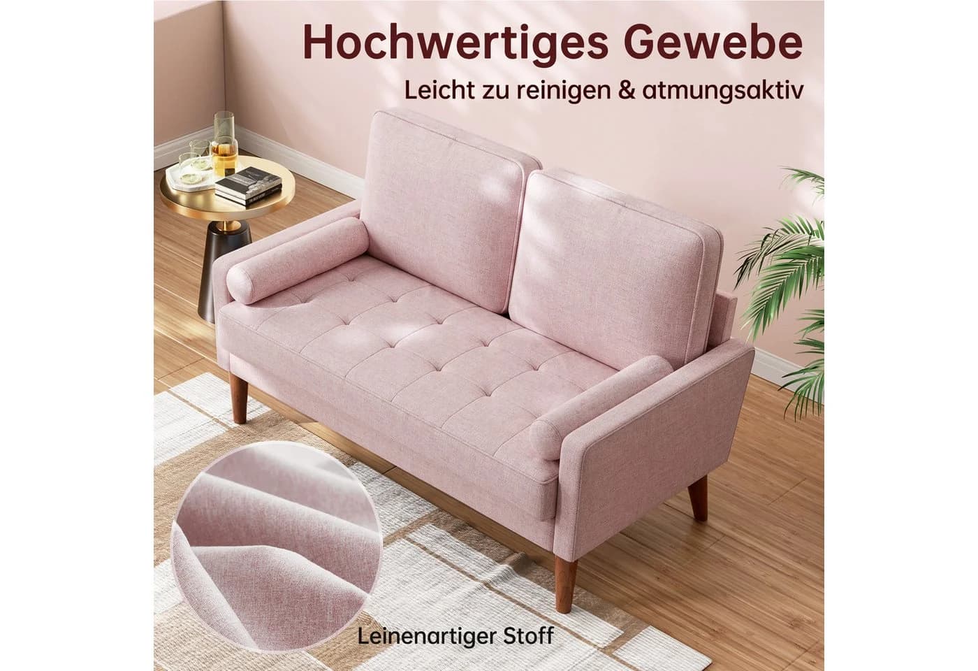 OUNUO 2-Sitzer Sofa Modern Rosa - Bild 4
