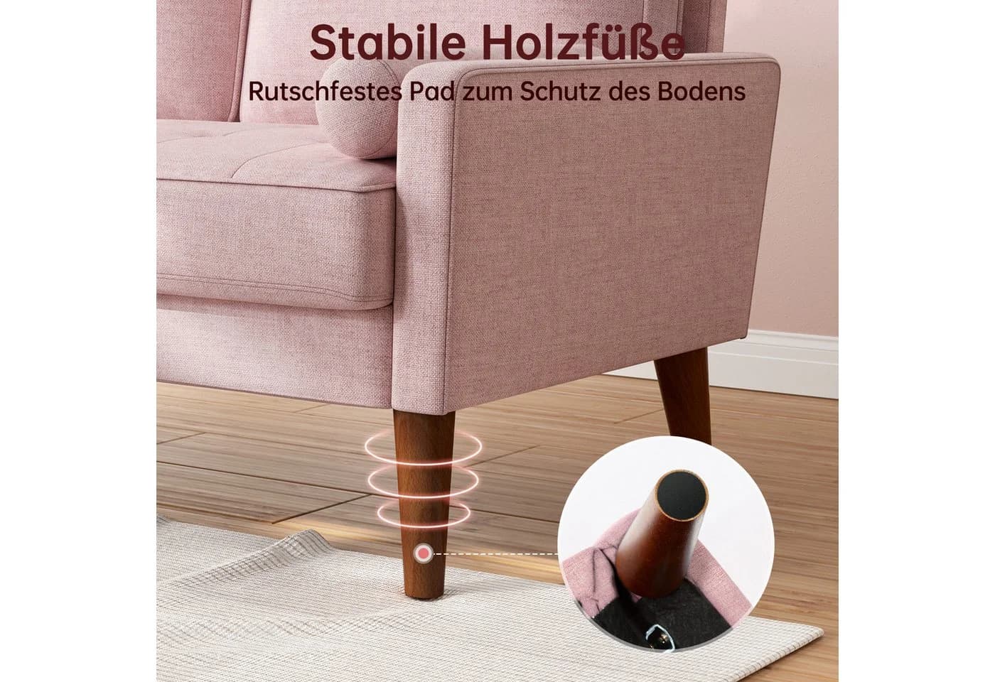 OUNUO 2-Sitzer Sofa Modern Rosa - Bild 5