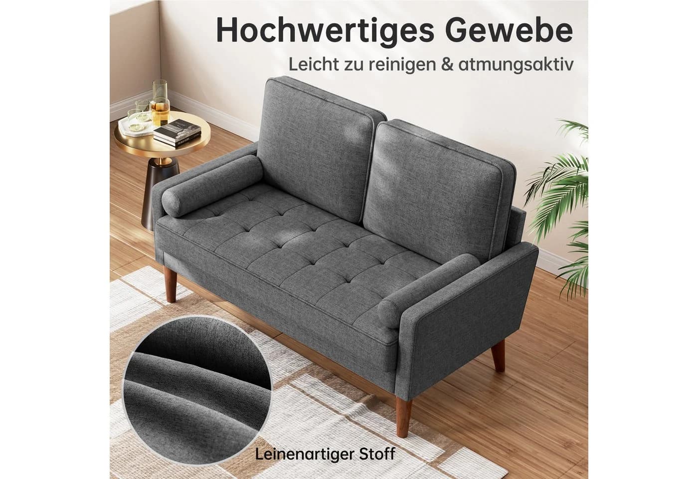 OUNUO 2-Sitzer Sofa Modern Dunkelgrau - Bild 4