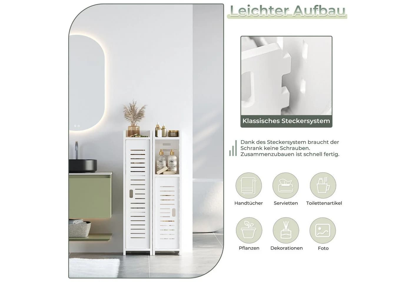 Dripex Badezimmerschrank schmal weiß - Bild 3