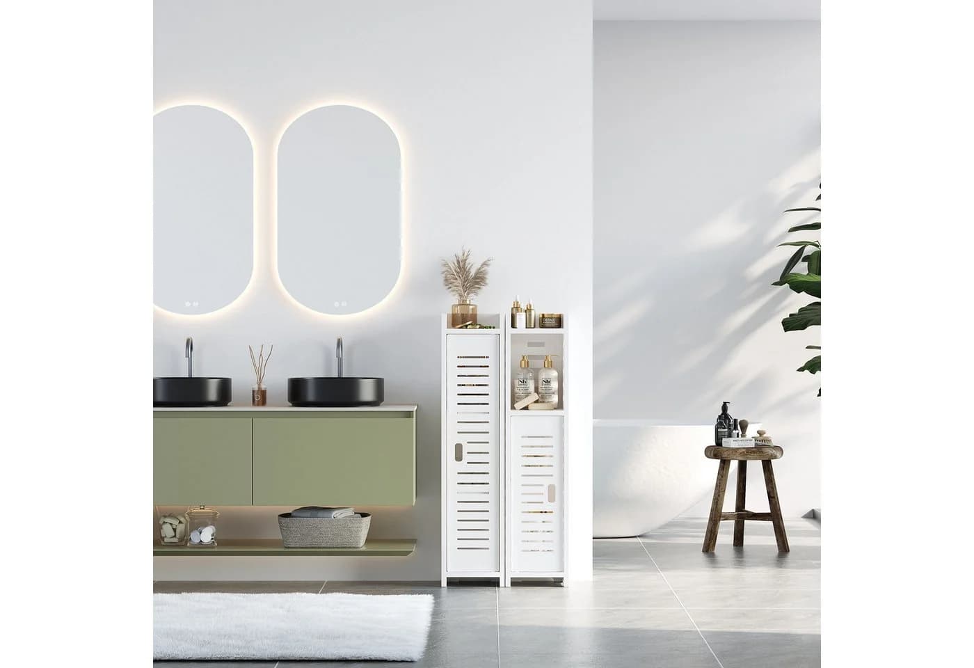 Dripex Badezimmerschrank schmal weiß - Bild 4