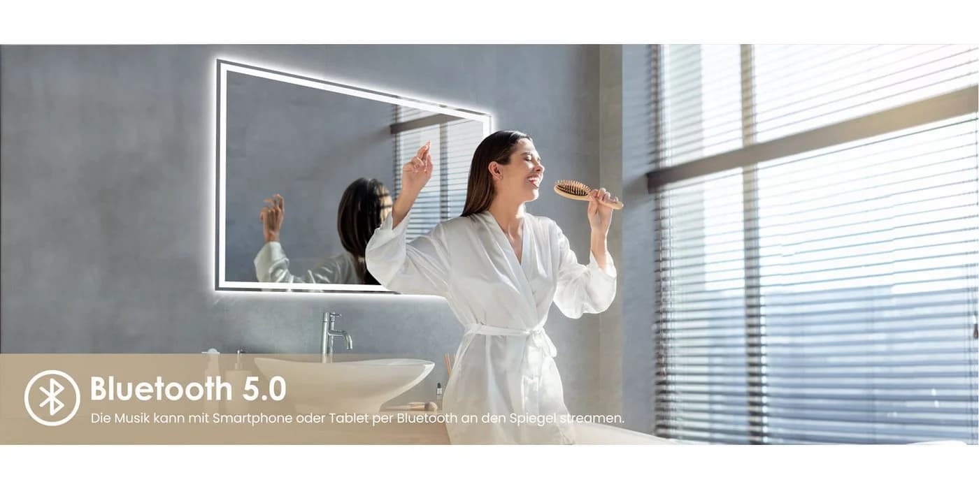 Dripex Badspiegel LED Wandspiegel 3-fach Vergrößerung Bluetooth Steckdose - Bild 3