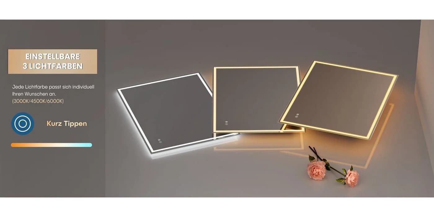 Dripex Badspiegel LED Wandspiegel 3-fach Vergrößerung Bluetooth Steckdose - Bild 4