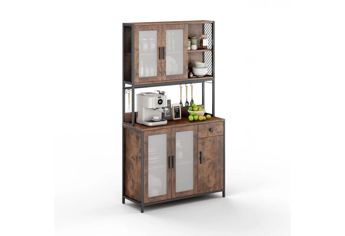 Dripex Küchenbuffet Küchenschrank Buffetschrank Braun/Schwarz - Bild 2