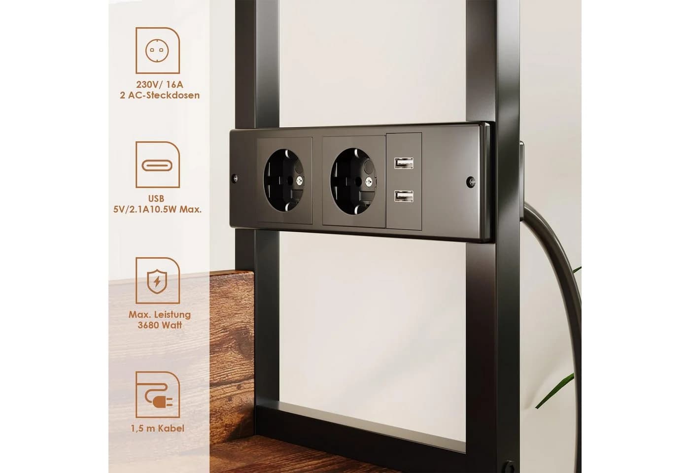 Dripex Küchenbuffet Küchenschrank Buffetschrank Braun/Schwarz - Bild 4