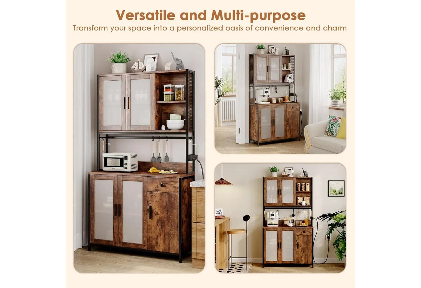 Dripex Küchenbuffet Küchenschrank Buffetschrank Braun/Schwarz - Bild 5