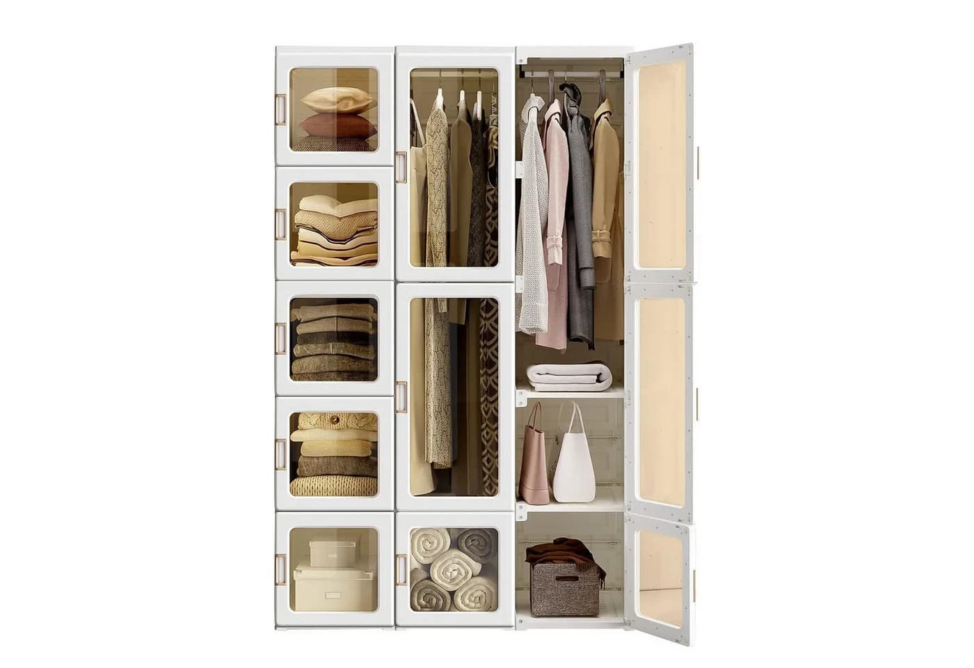 Dripex Kleiderschrank Faltbarer Schrank Mehrzweckschrank mit magnetische Türen Einfache Montage - Bild 2