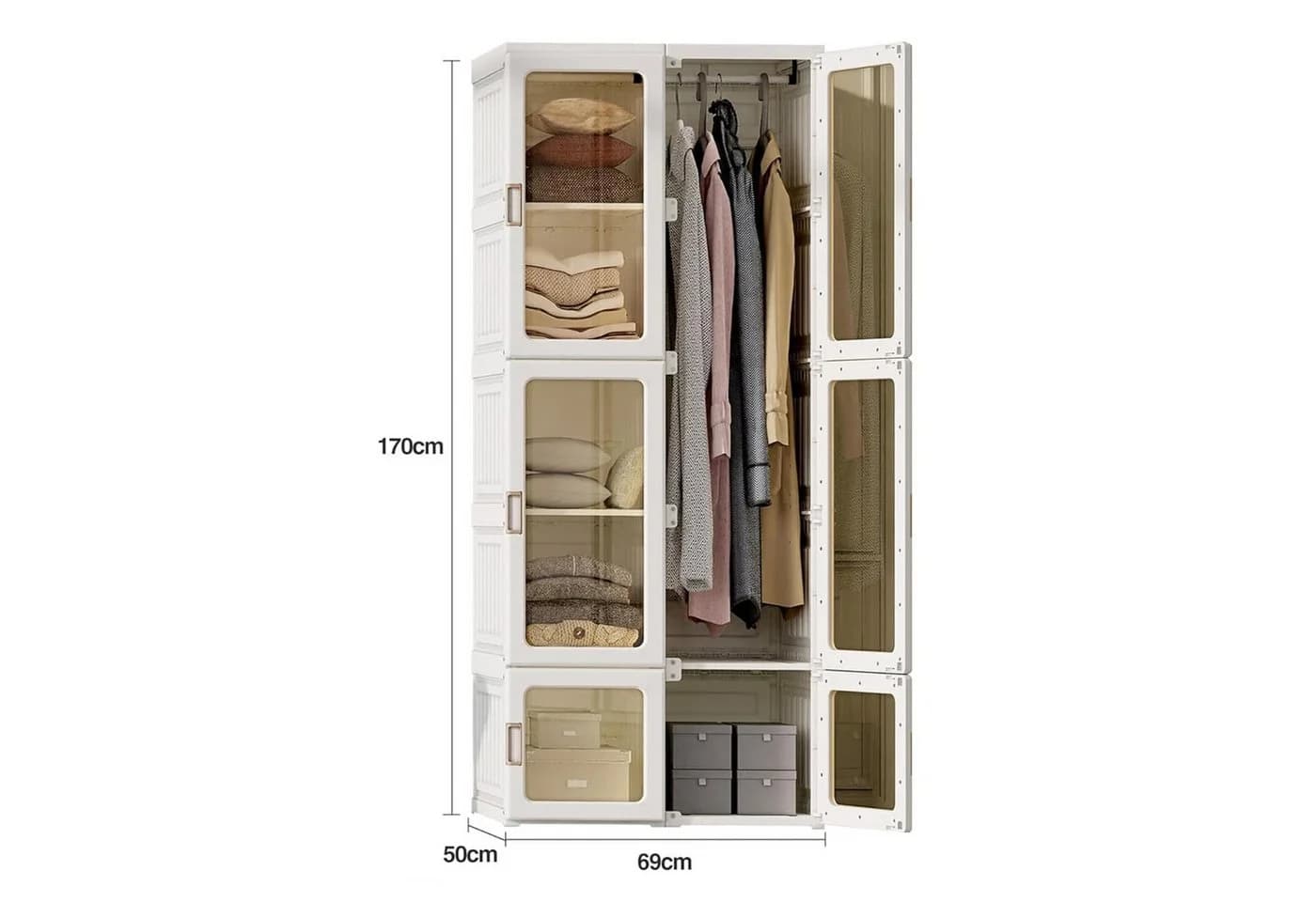 Dripex Kleiderschrank Faltbarer Schrank Mehrzweckschrank mit magnetische Türen Einfache Montage - Bild 3
