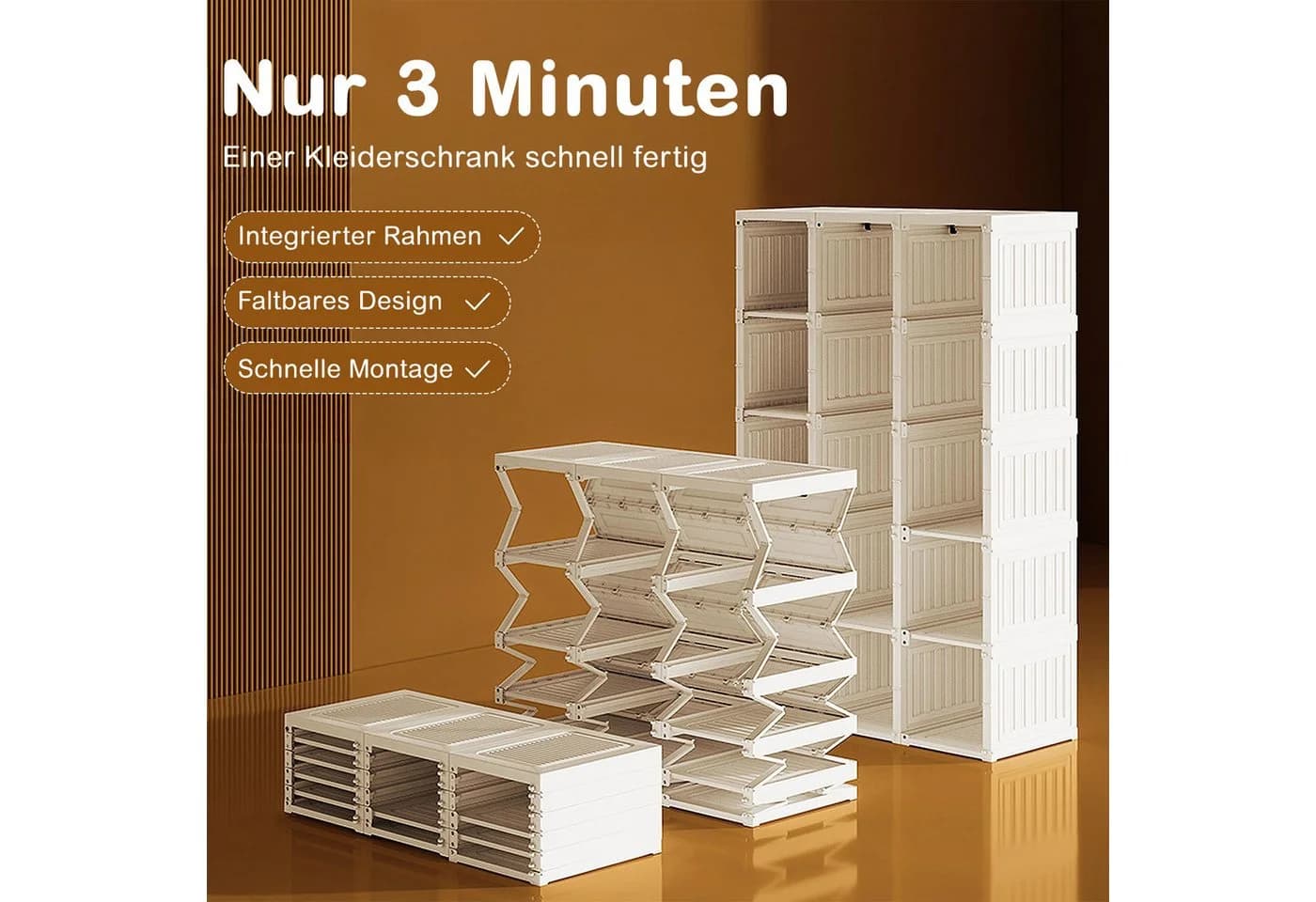 Dripex Kleiderschrank Faltbarer Schrank Mehrzweckschrank mit magnetische Türen Einfache Montage - Bild 4