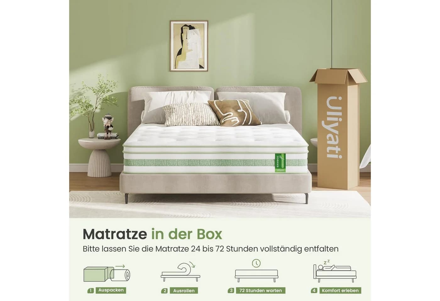 Hybridmatratze Taschenfederkernmatratze Mittlerhärte Uliyati