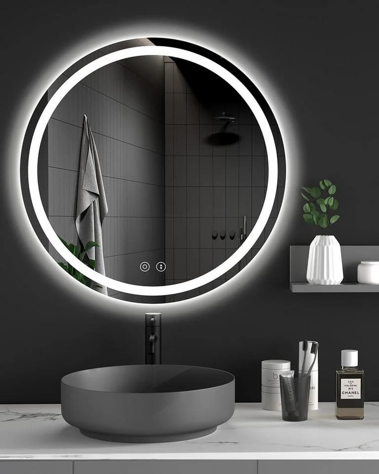 Dripex Badspiegel Rund LED mit Uhr / Bluetooth-Lautsprecher, Dimmbar, 3 Lichtfarben, Beschlagfrei - Bild 2