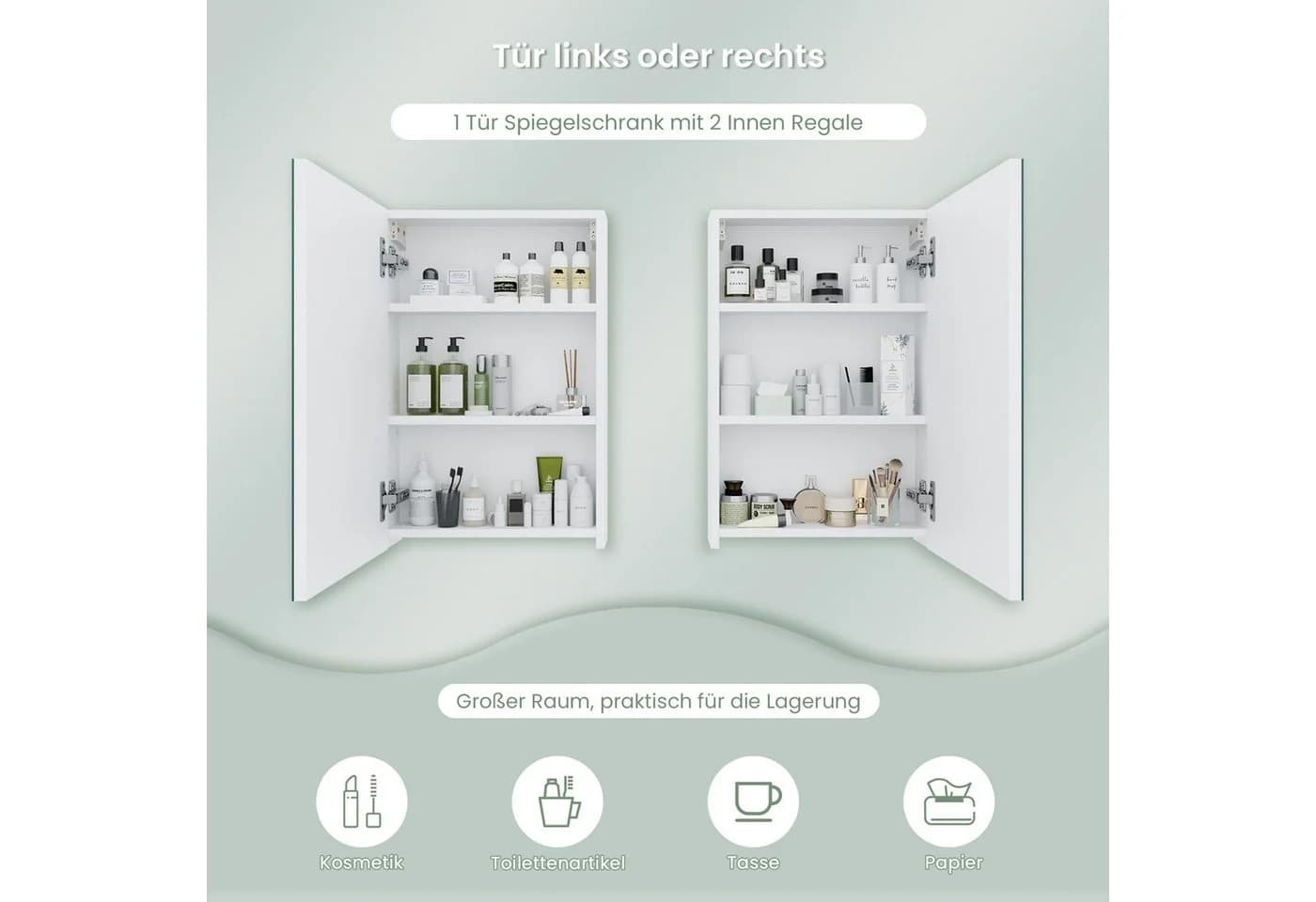 Dripex Spiegelschrank Badezimmerschrank mit Spiegel - Bild 3