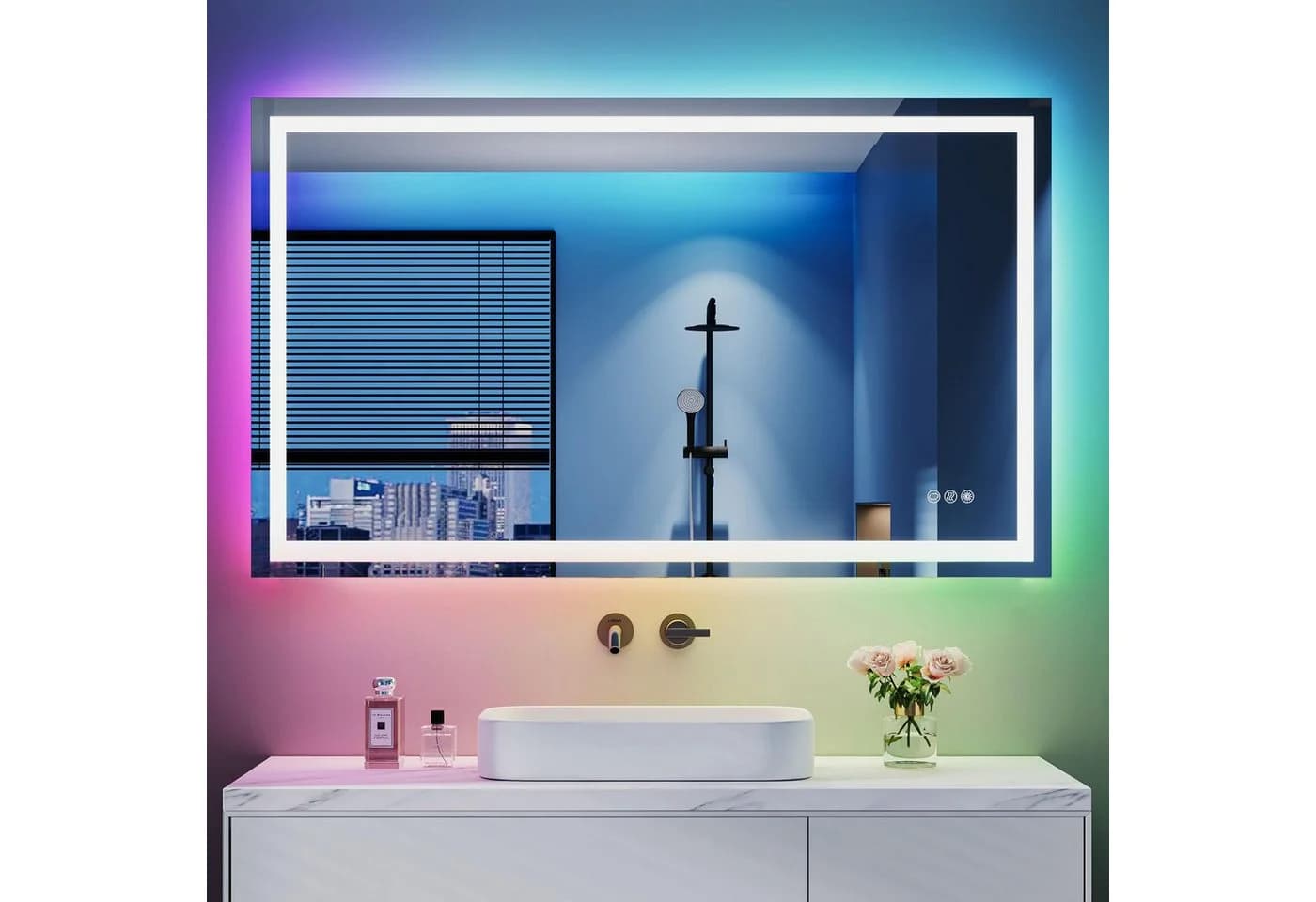 Dripex LED Badezimmerspiegel Rechteckig Wandspiegel Beschlagfrei Touch-Schalter Energiesparend - Bild 2