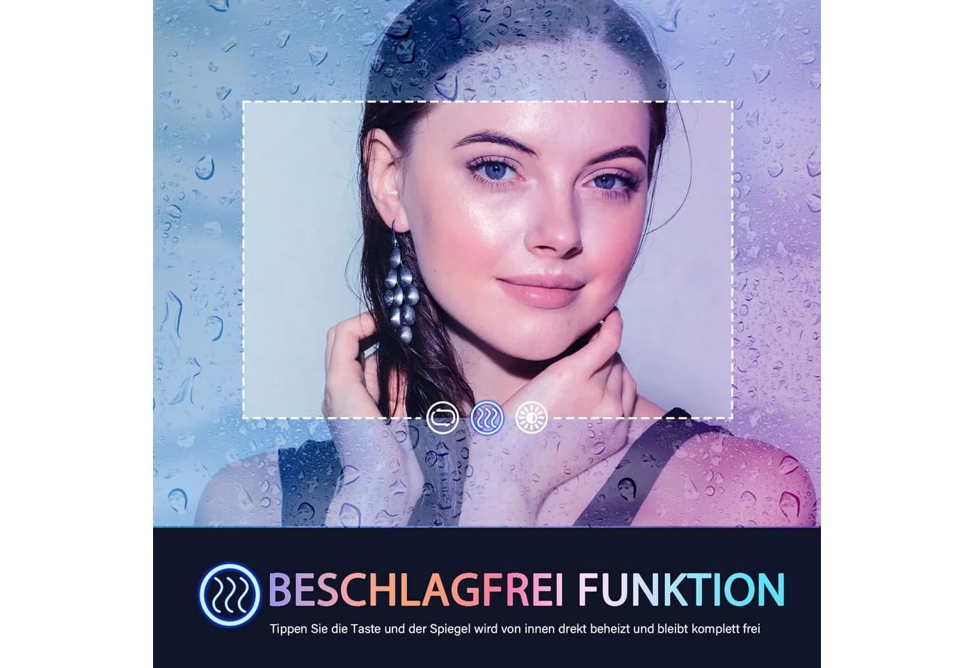 Dripex LED Badezimmerspiegel Rechteckig Wandspiegel Beschlagfrei Touch-Schalter Energiesparend - Bild 4