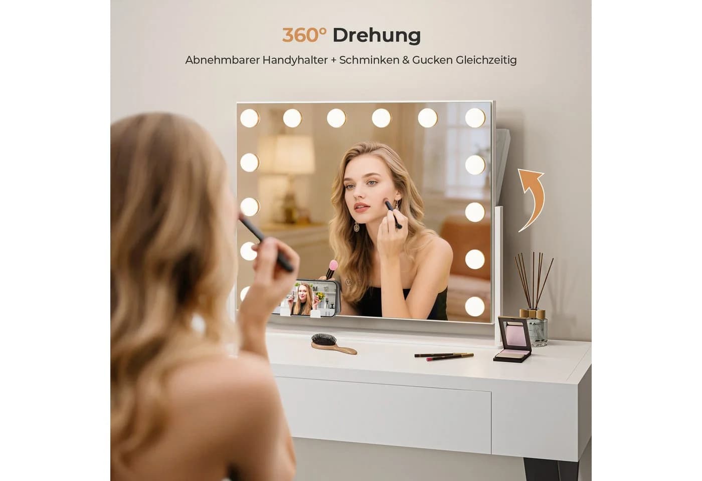 Dripex Schminkspiegel Hollywood mit LED, 3 Lichtfarben & Dimmfunktion - Bild 4