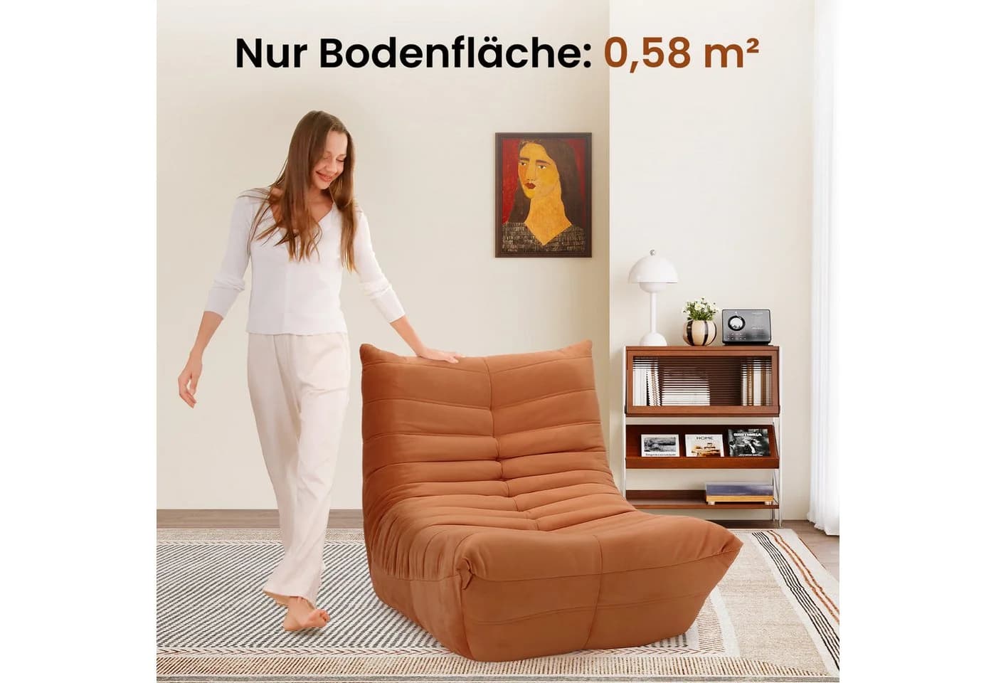 OUNUO Lounge-Sofa mit Memory-Schaum für kleine Räume Braun - Bild 4