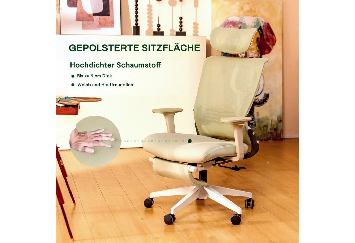 FLEXISPOT Bürostuhl Foldex Ergonomisch Grün 90°-135° Neigbar - Bild 4