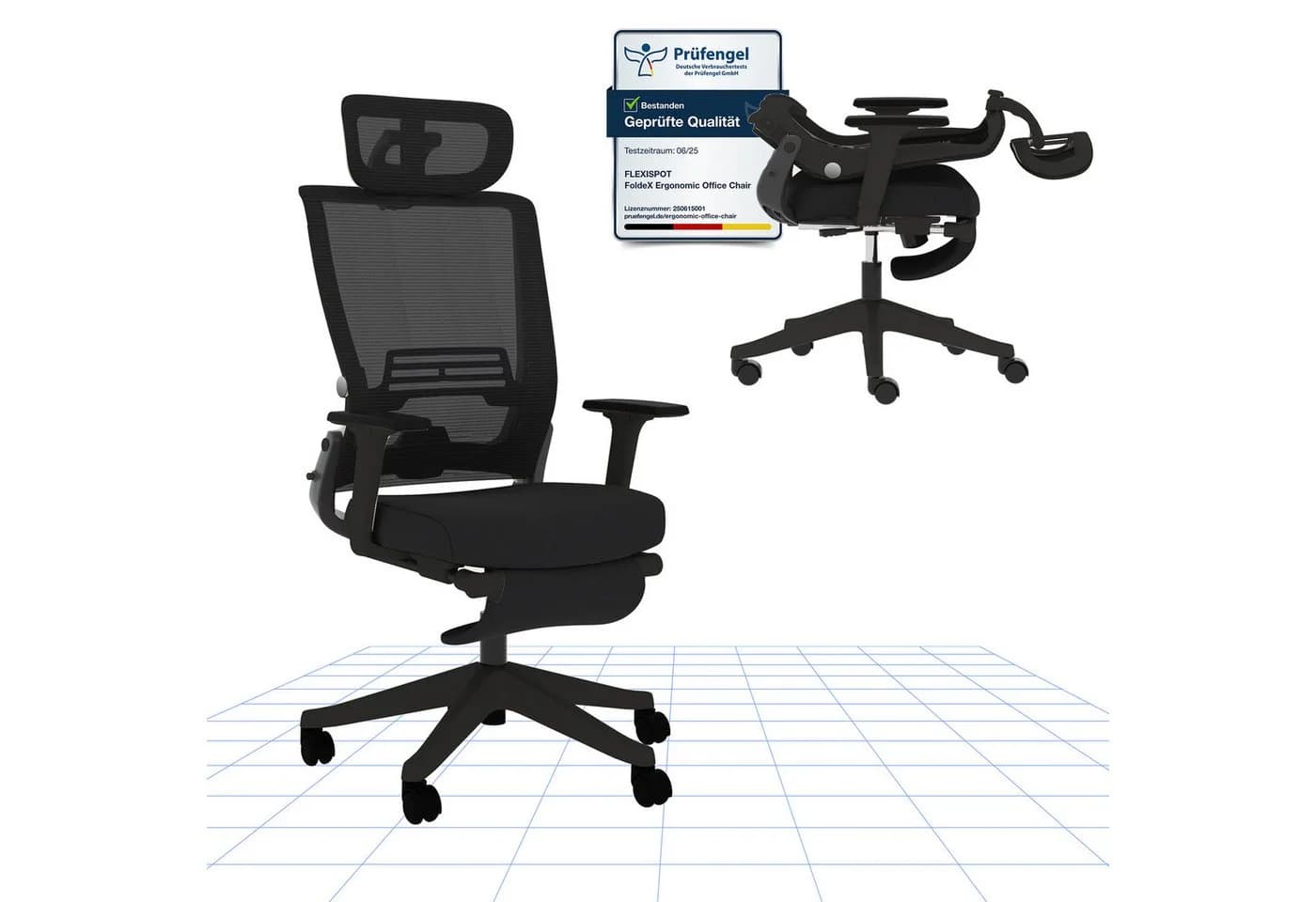 FLEXISPOT Bürostuhl Foldex Ergonomischer Bürostuhl Schwarz - Bild 2