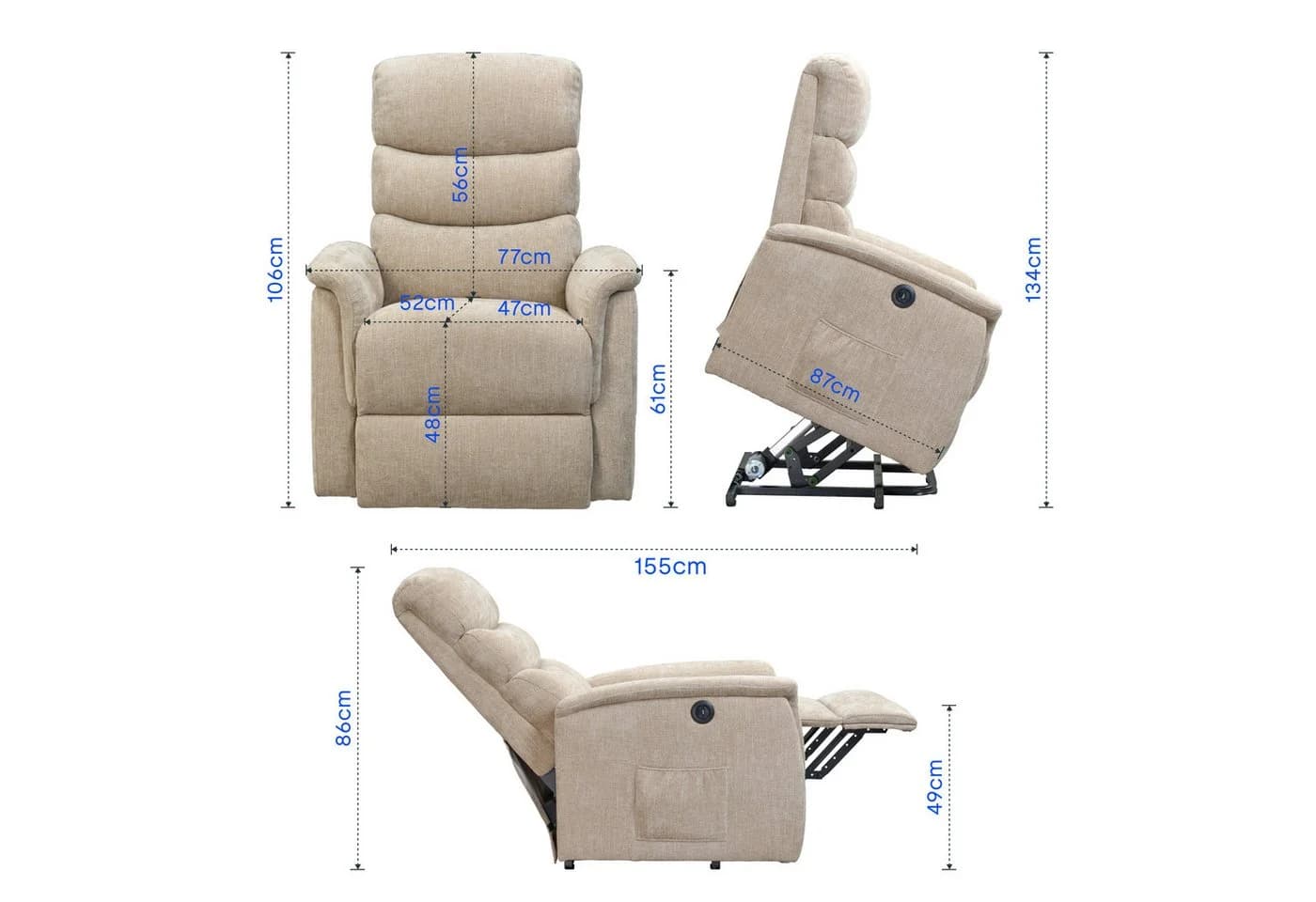 FLEXISPOT Relaxsessel Beige mit Massage- und Heizfunktion