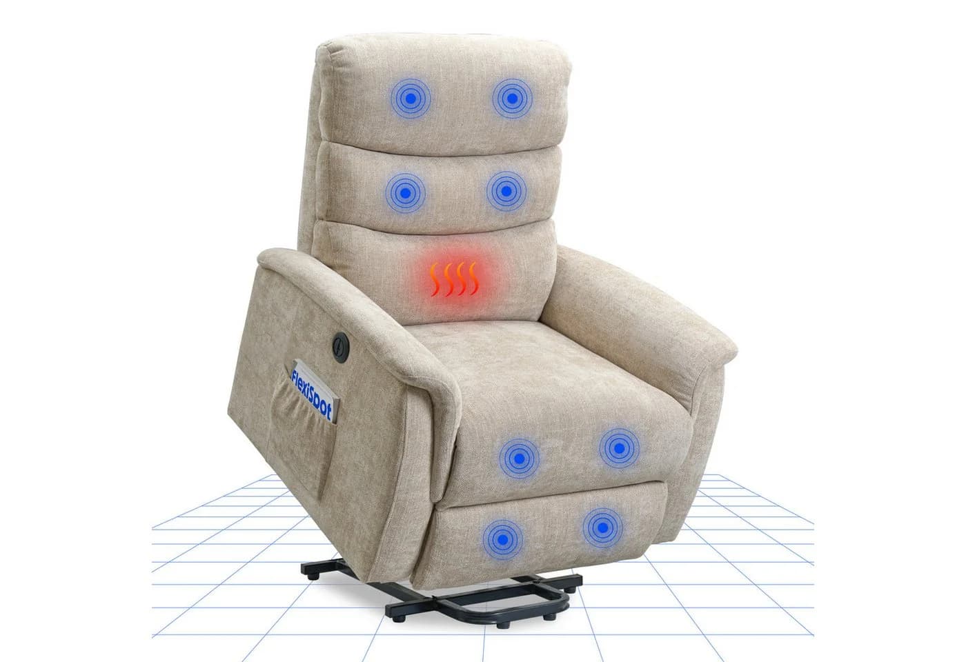 FLEXISPOT Relaxsessel Beige mit Massage- und Heizfunktion - Bild 2