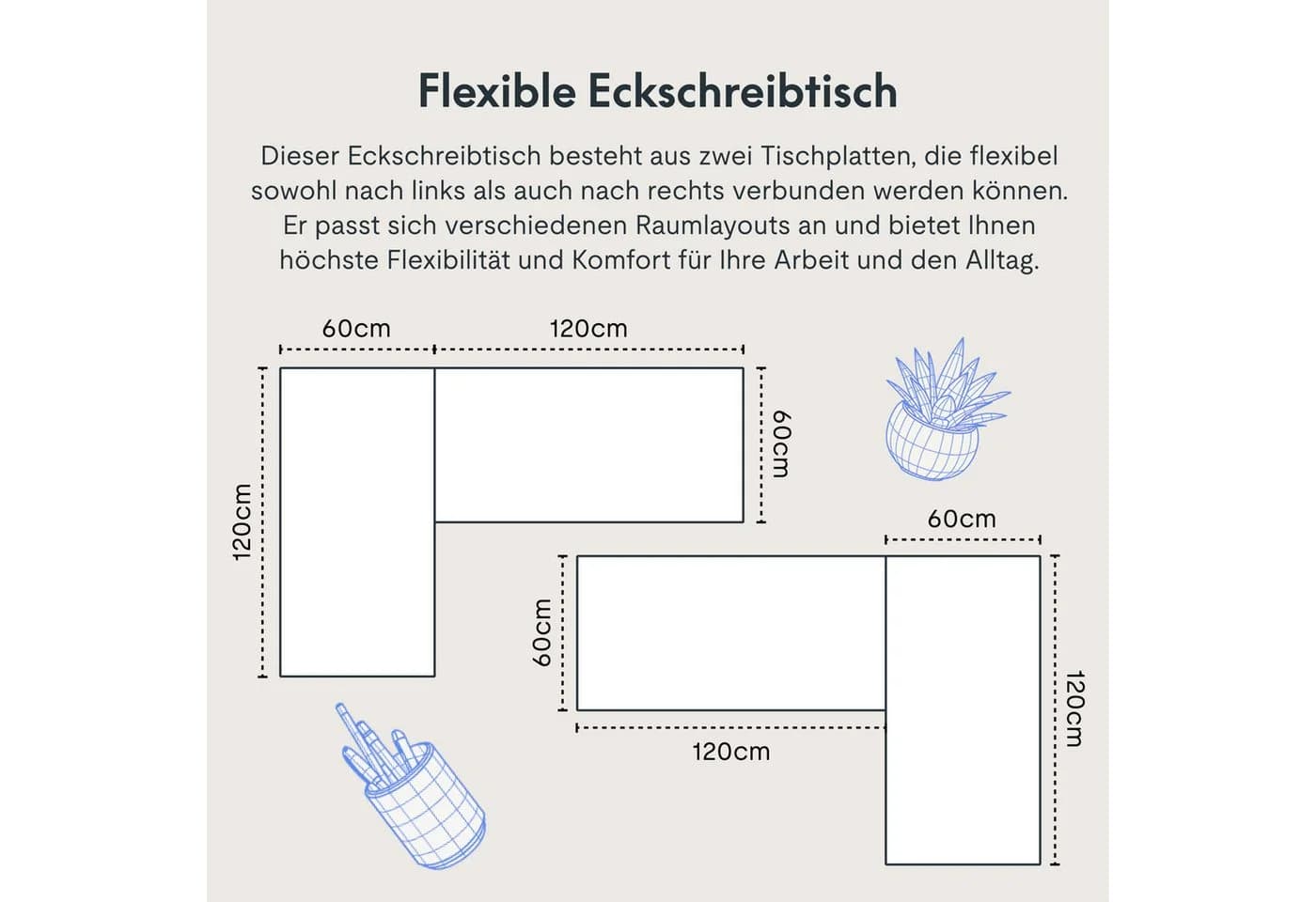 FLEXISPOT Eckschreibtisch Q1/Q3L L-Form 180x120 cm Schwarz - Bild 4