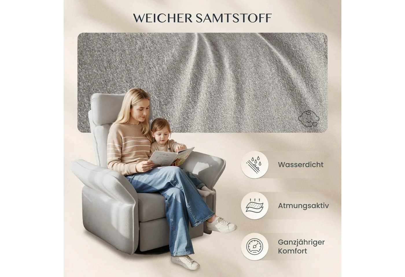FLEXISPOT Relaxsessel Grau 3D-Kopfstütze 180-225° Armlehnen - Bild 5