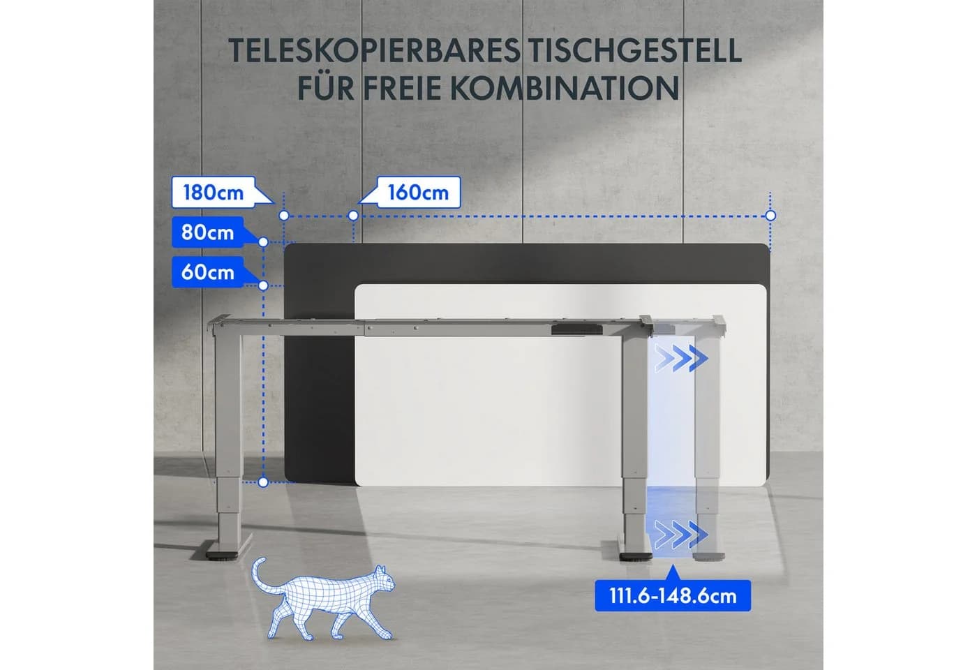 FLEXISPOT Schreibtisch EC5 Serie Dual-Motor 3-Fach-Teleskop 100kg - Bild 5
