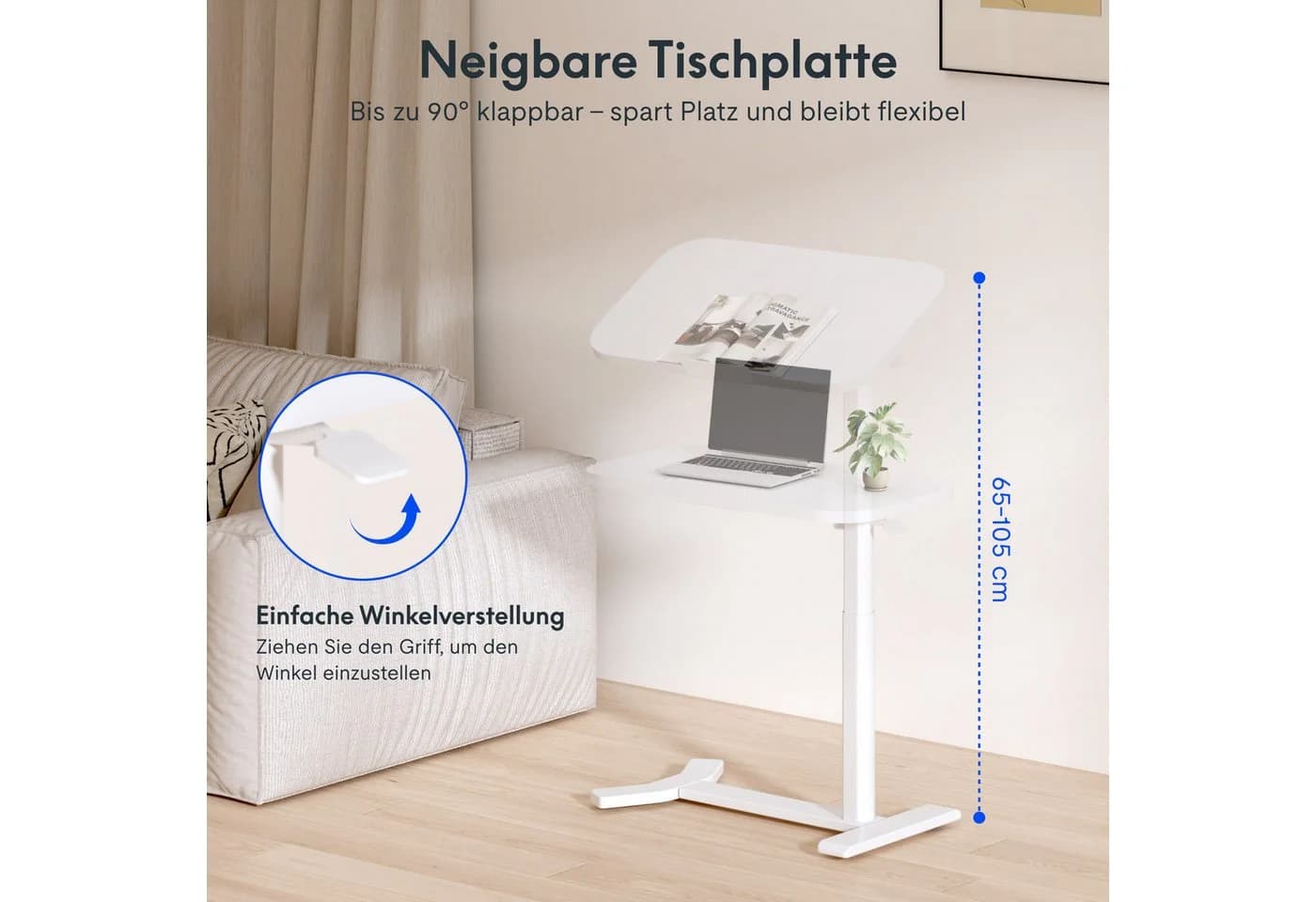 FLEXISPOT Beistelltisch Elektrisch Höhenverstellbar C-Form Laptoptisch