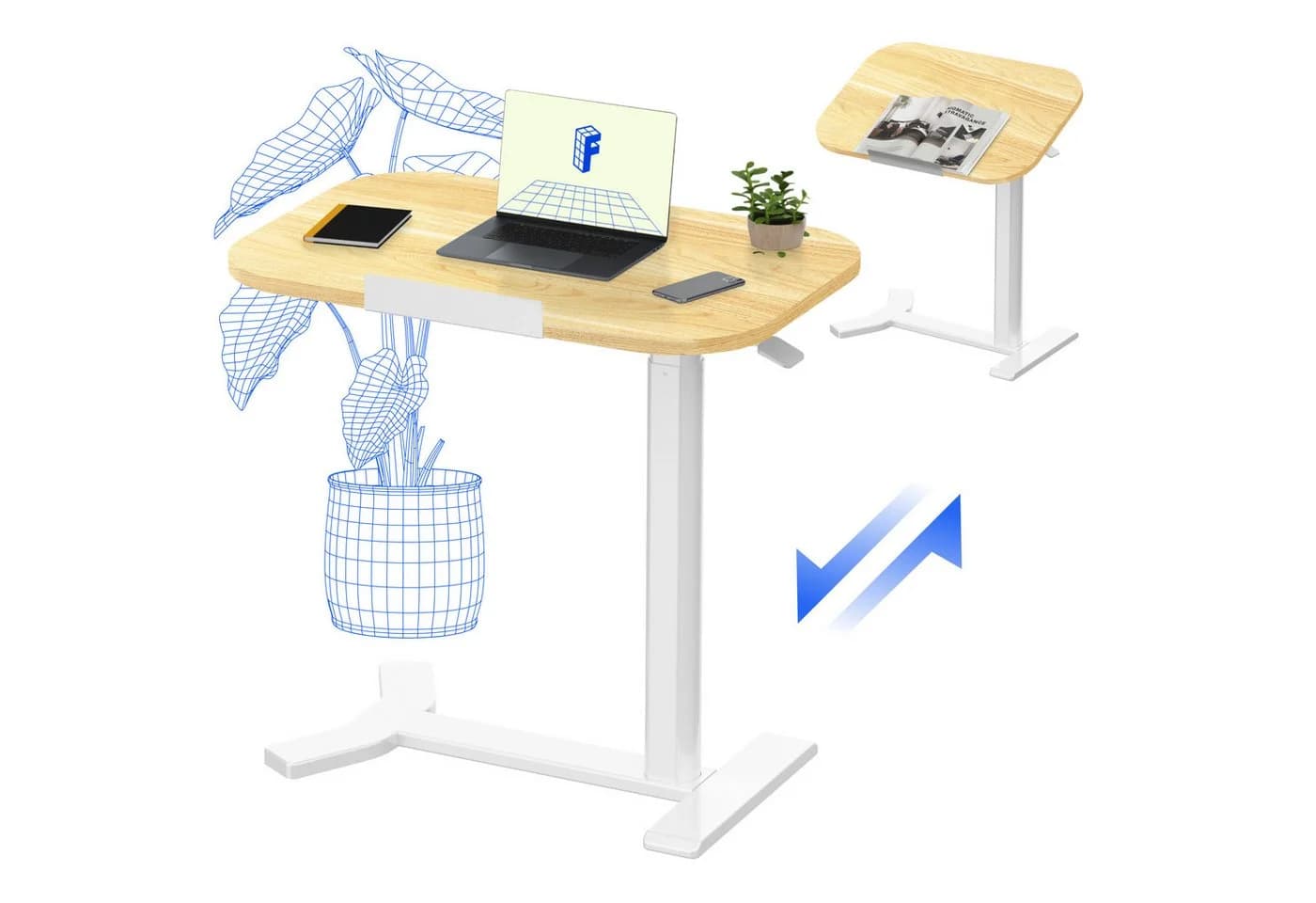 FLEXISPOT Beistelltisch Elektrisch Höhenverstellbar C-Form Laptoptisch Ahorn - Bild 2
