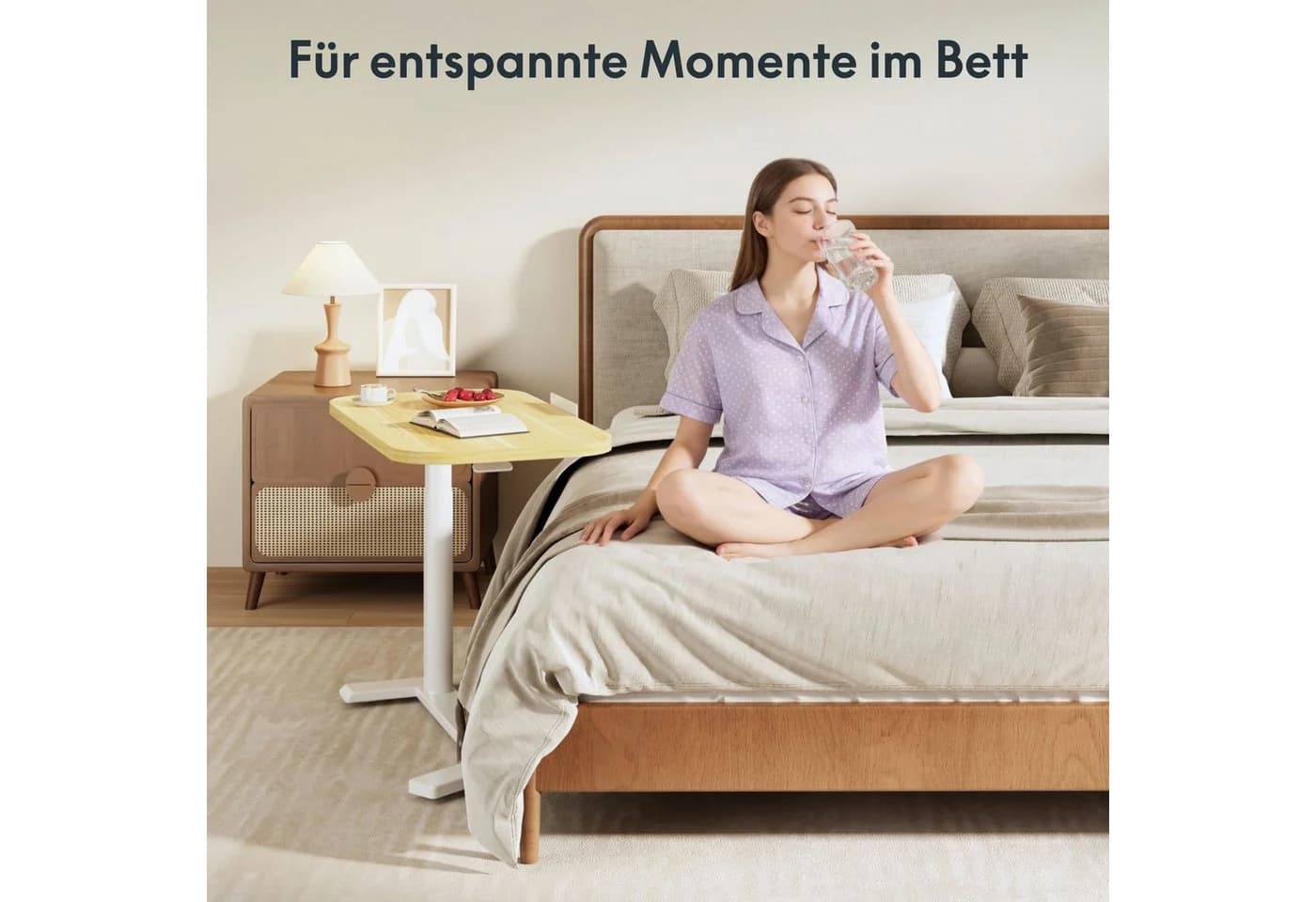 FLEXISPOT Beistelltisch Elektrisch Höhenverstellbar C-Form Laptoptisch Ahorn - Bild 4