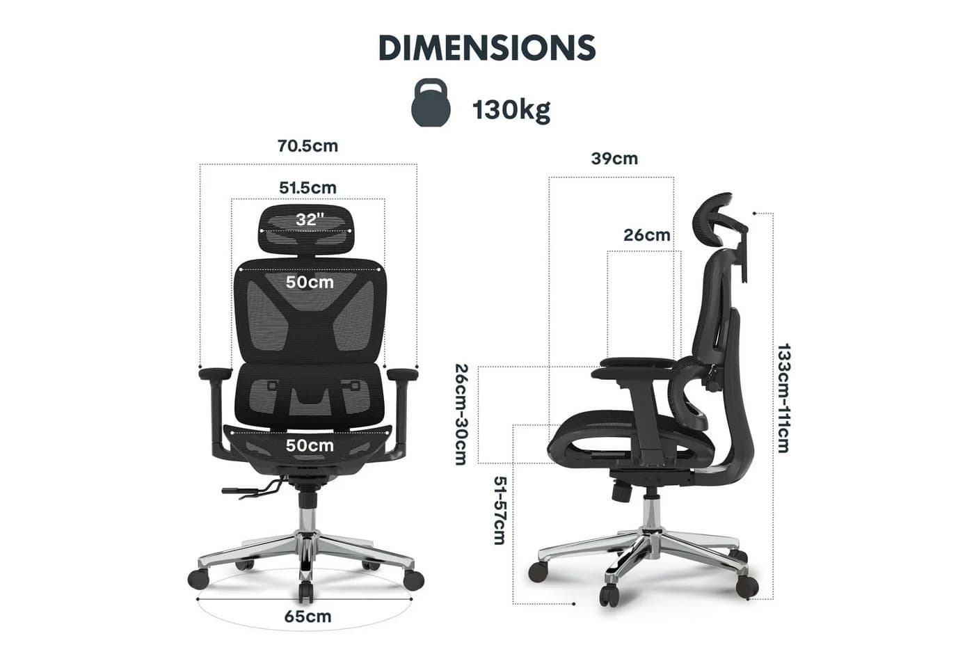 FLEXISPOT Bürostuhl ErgoX, Schreibtischstuhl Premium Ergonomischer 130KG - Bild 3
