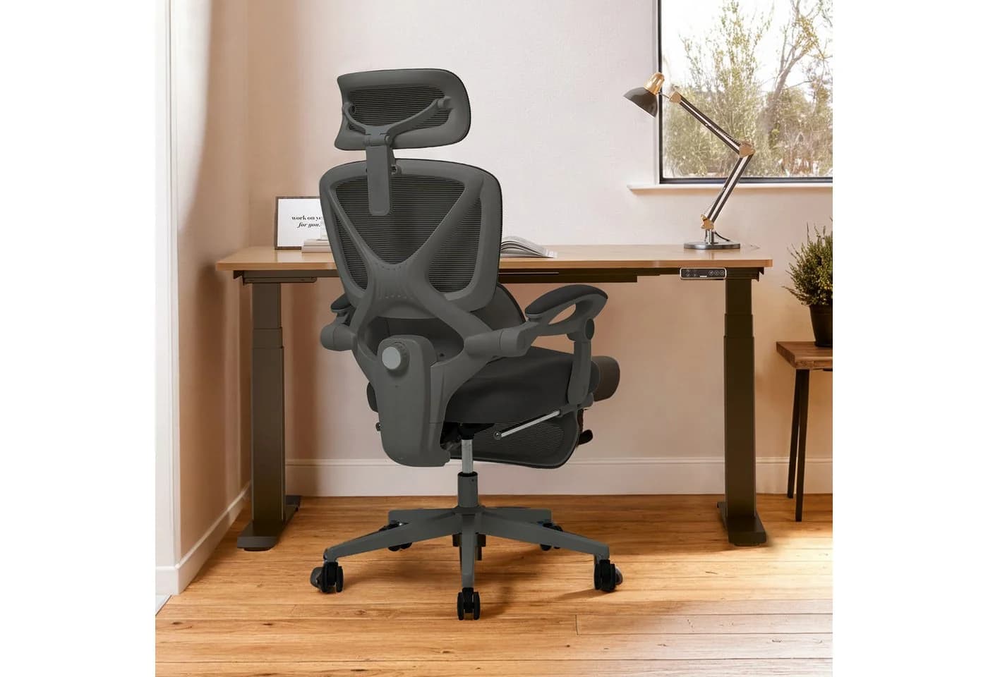FLEXISPOT Drehstuhl Ergonomischer Bürostuhl 135° Rückenlehne 3D-Kopfstütze Schwarz - Bild 3