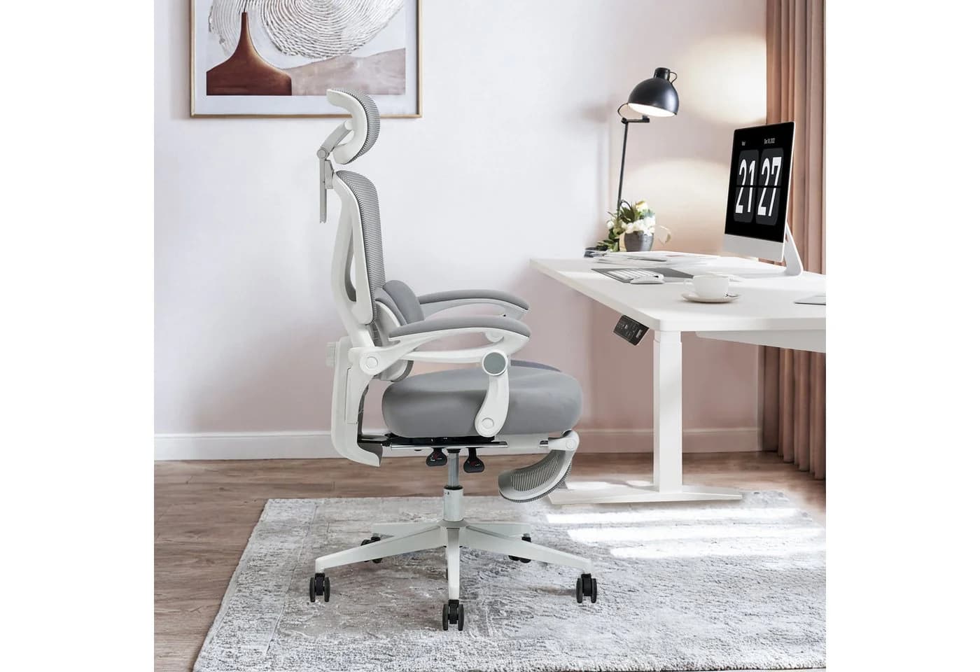 FLEXISPOT Drehstuhl Ergonomischer Bürostuhl mit X-Design 135° Rückenlehne 3D-Kopfstütze
