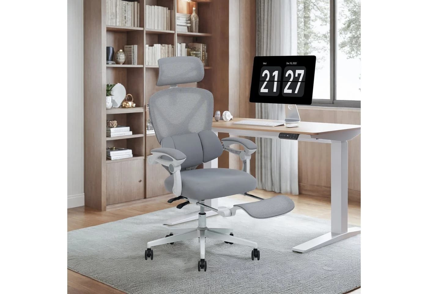 FLEXISPOT Drehstuhl Ergonomischer Bürostuhl mit X-Design 135° Rückenlehne 3D-Kopfstütze - Bild 3