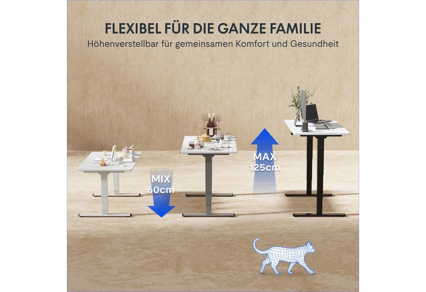 FLEXISPOT EC5 Schreibtisch Elektrisch Höhenverstellbar 120kg Schwarz - Bild 3
