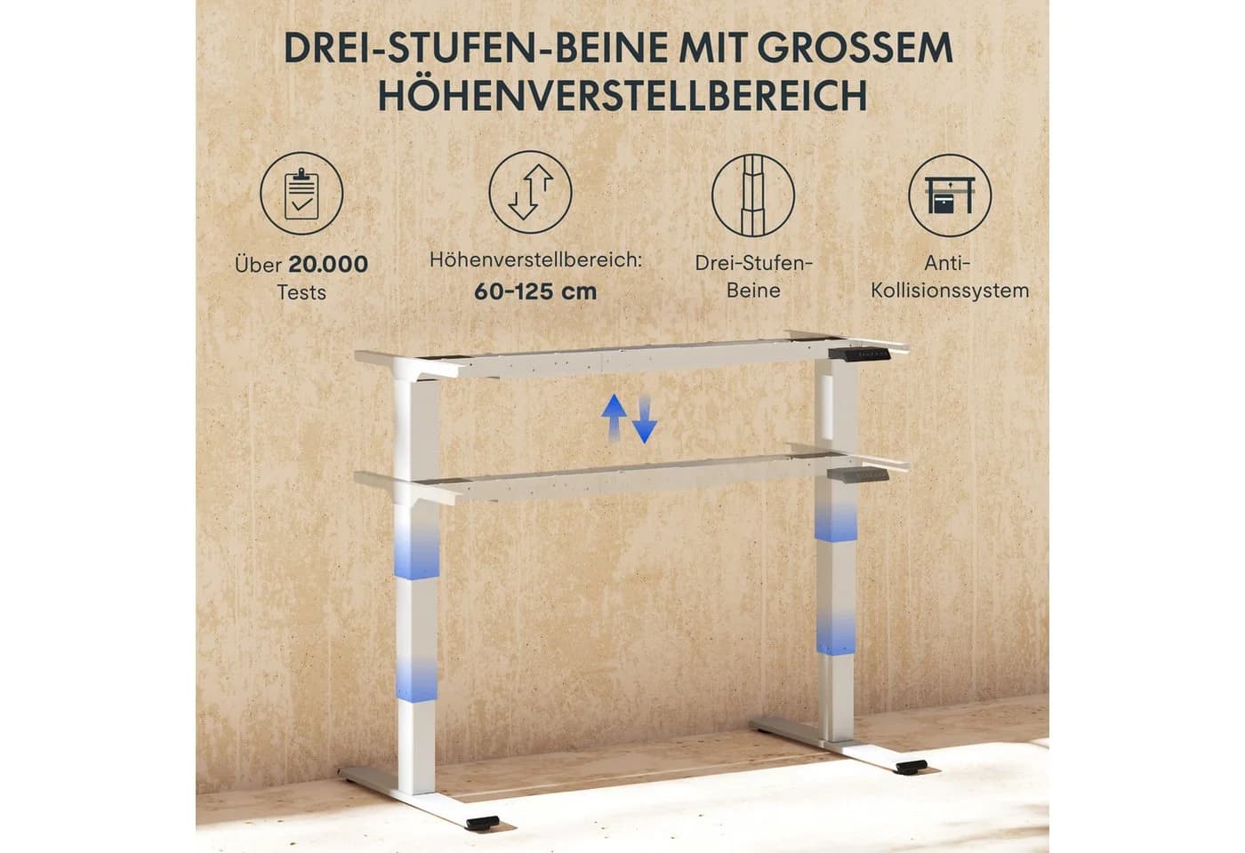 FLEXISPOT EC5 Schreibtisch Elektrisch Höhenverstellbar 120kg Schwarz - Bild 5