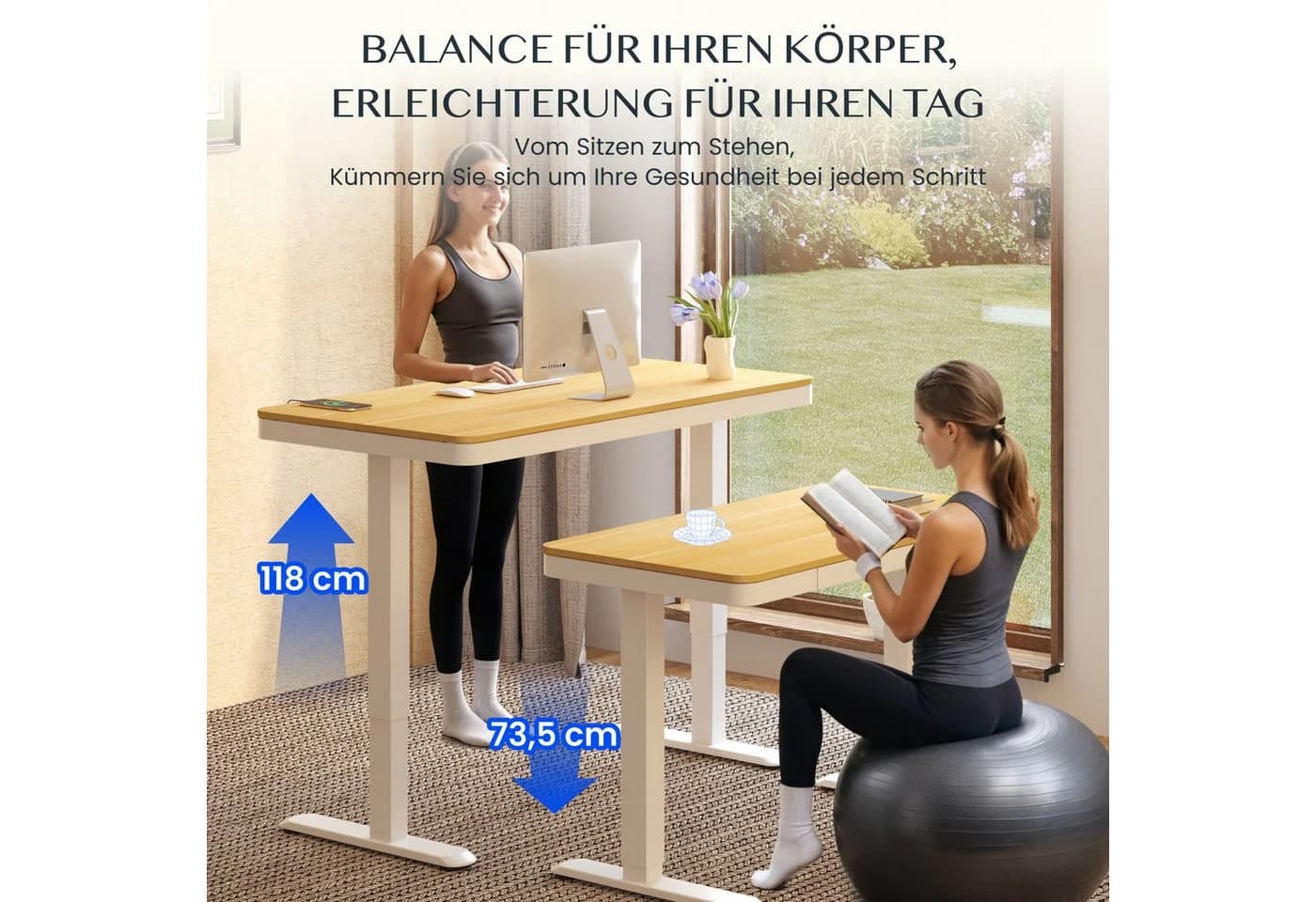 FLEXISPOT Höhenverstellbarer Schreibtisch MIT Schubladen Weiß - Bild 3