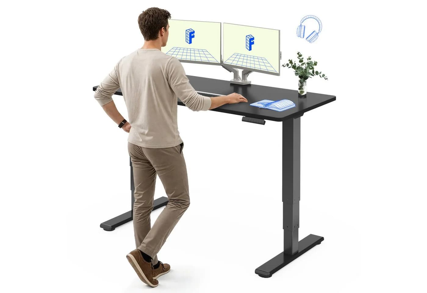 FLEXISPOT EC5 LITE Elektrisch Höhenverstellbarer Schreibtisch Schwarz - Bild 2