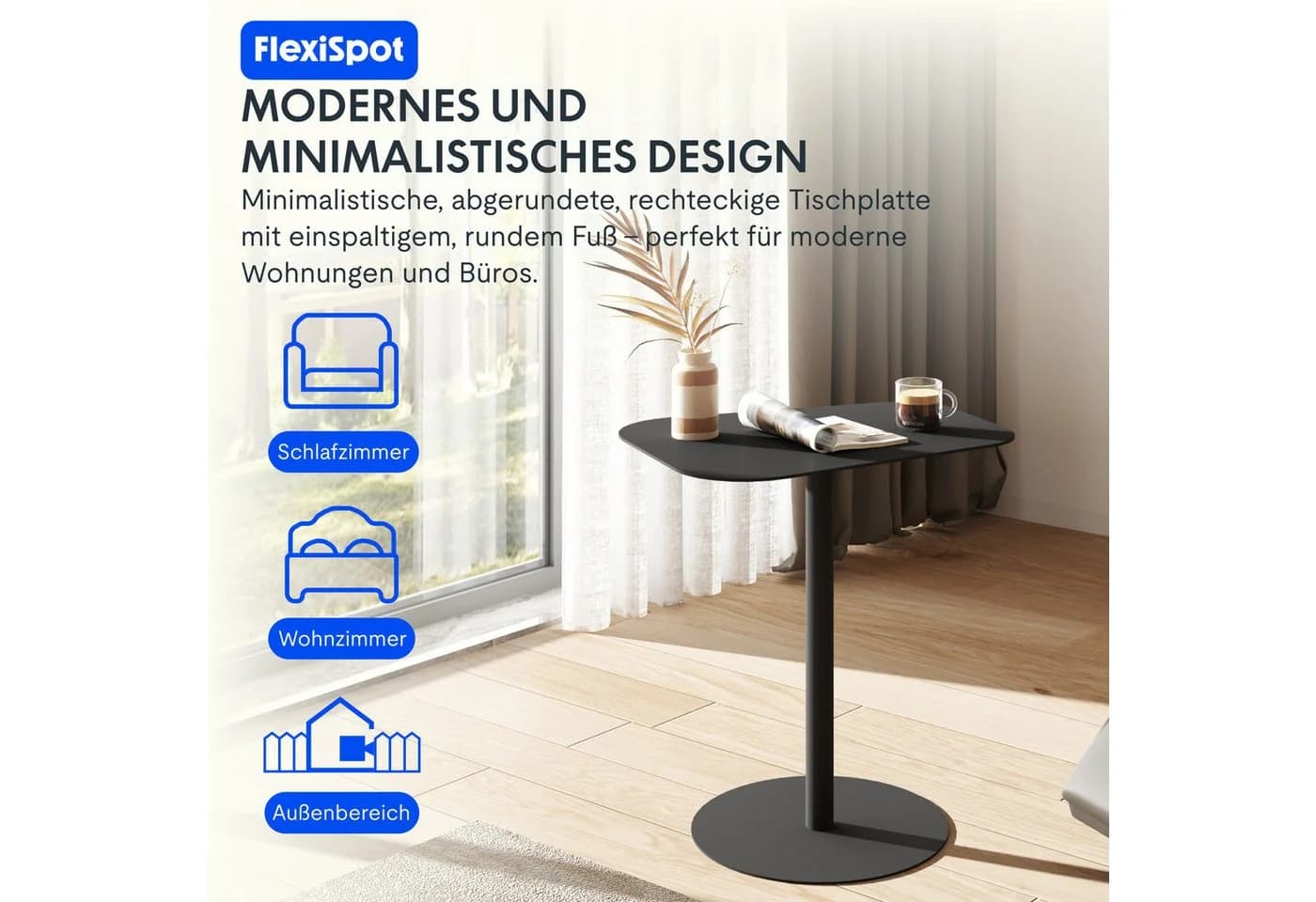 FLEXISPOT Beistelltisch Stahl Schwarz 20 kg Tragkraft - Bild 5