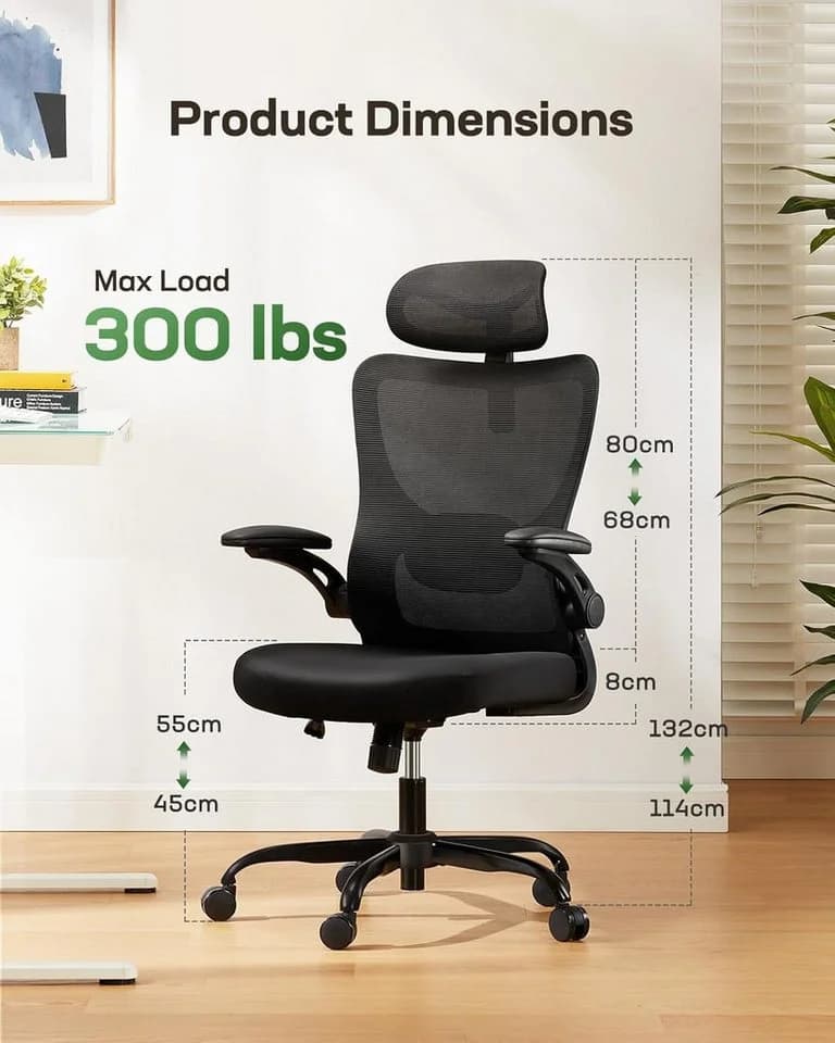 Marsail Bürostuhl Ergonomisch Mesh Armlehnen 3D-verstellbar
