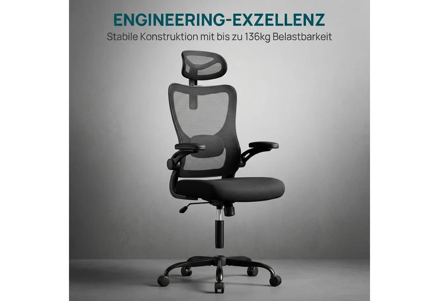 Marsail Bürostuhl Ergonomisch mit Verstellbarer Kopfstütze 3D Klappbaren Armlehnen - Bild 5