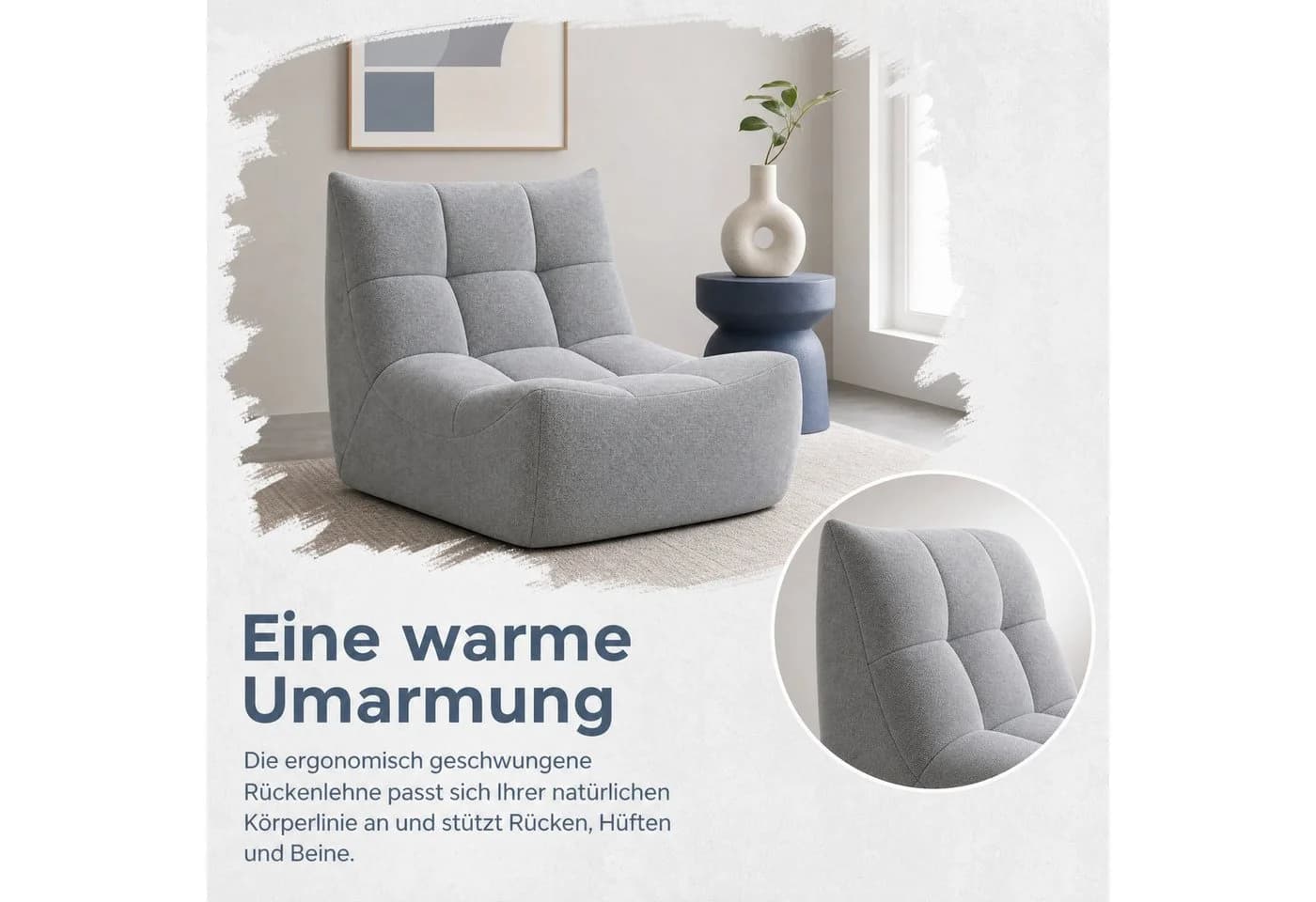 Totnz Sitzsack ergonomisch Chenille Grau - Bild 3